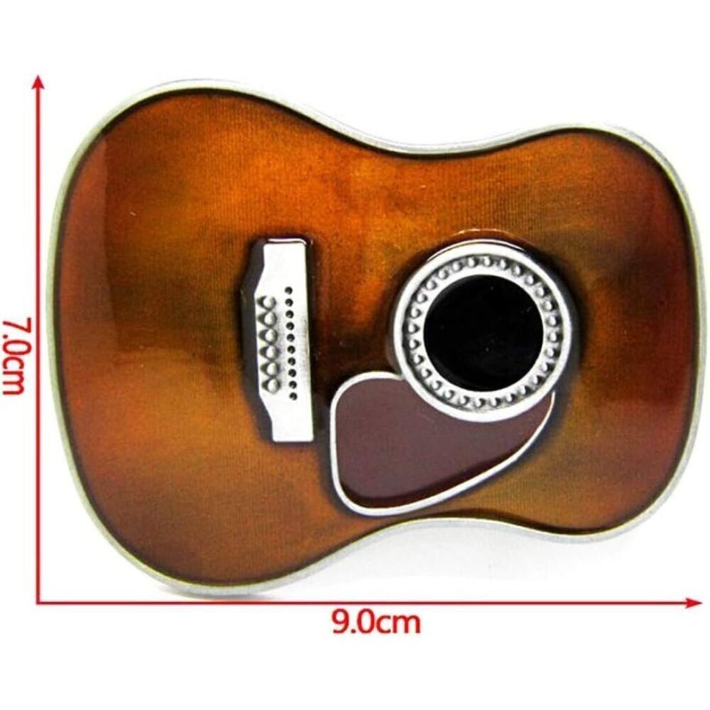 ❤️ Guitar Belt Buckle Guitar MusicGold Tone Oval Belt Buckles for Men - Picture 5 of 5
